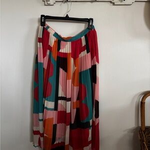 Anthropologie Colorful Pleated A-Line Skirt